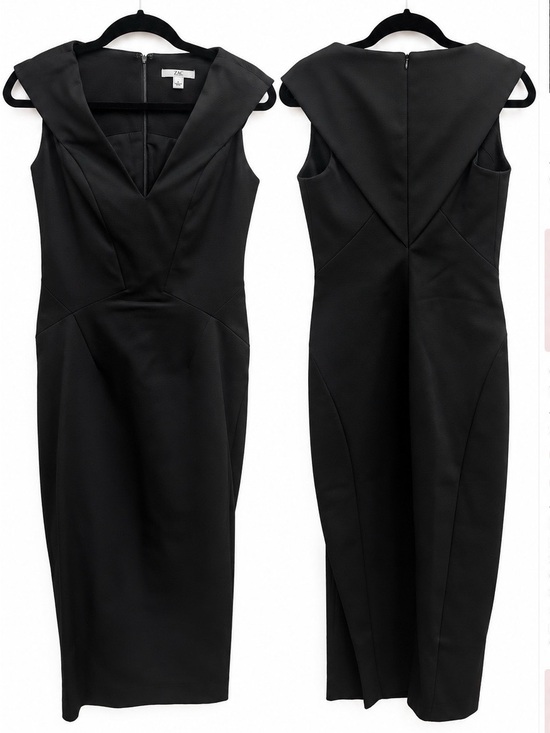 Zac Posen Dresses & Skirts - Zac Posen Black Sleeveless V-Neck Midi Sheath Dress